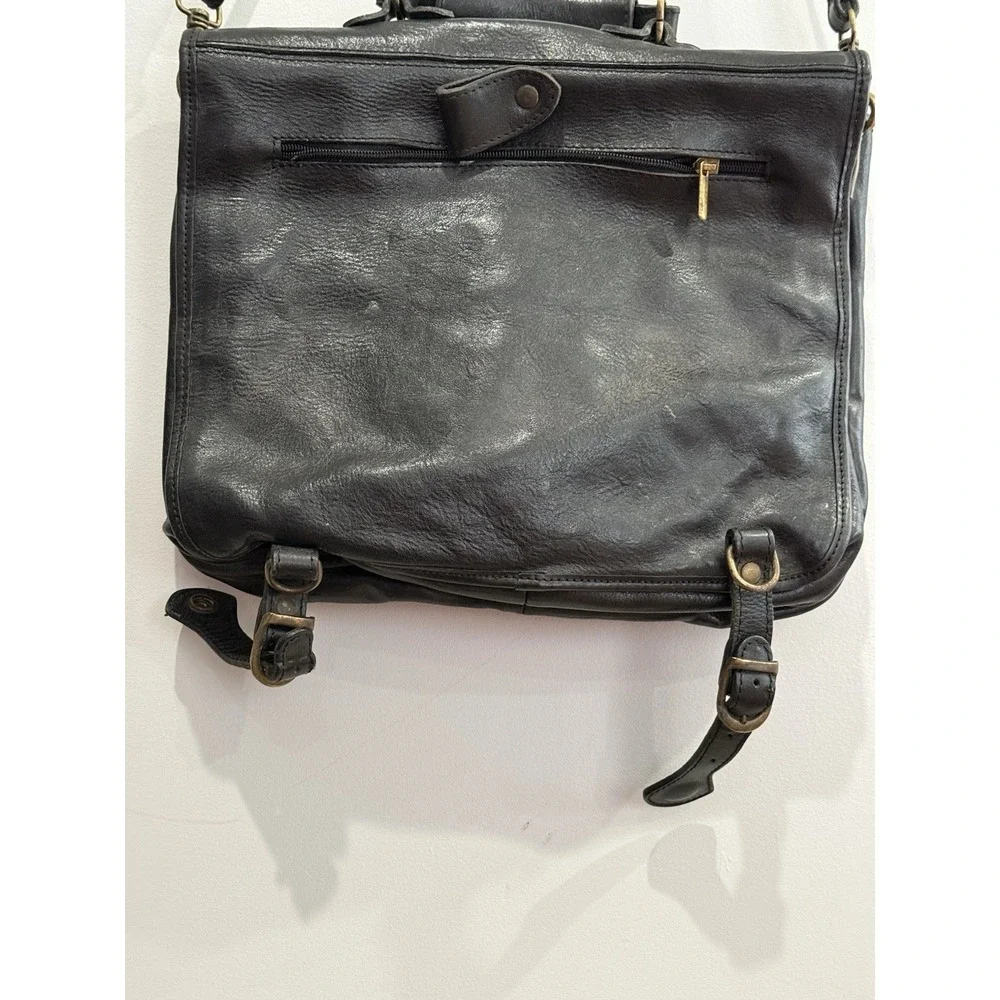 Italian Made Leather Vintage Messenger Laptop Bag Brass Fixtures 12x15